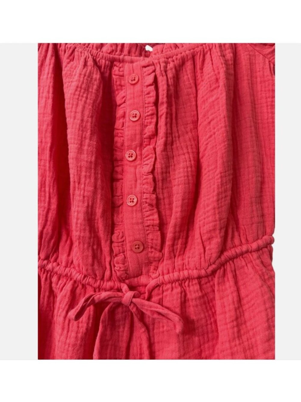 BP. Coral Off-Shoulder Button-Front Ruffle Romper XXS - Picture 4 of 7